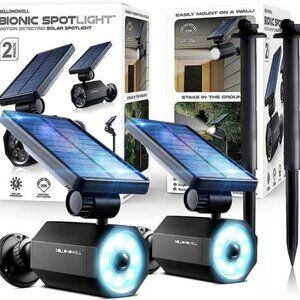 Bell+Howell Bionic Spotlight LED Solar Deluxe Edition 2-pack As Seen On Tv!~ NEW